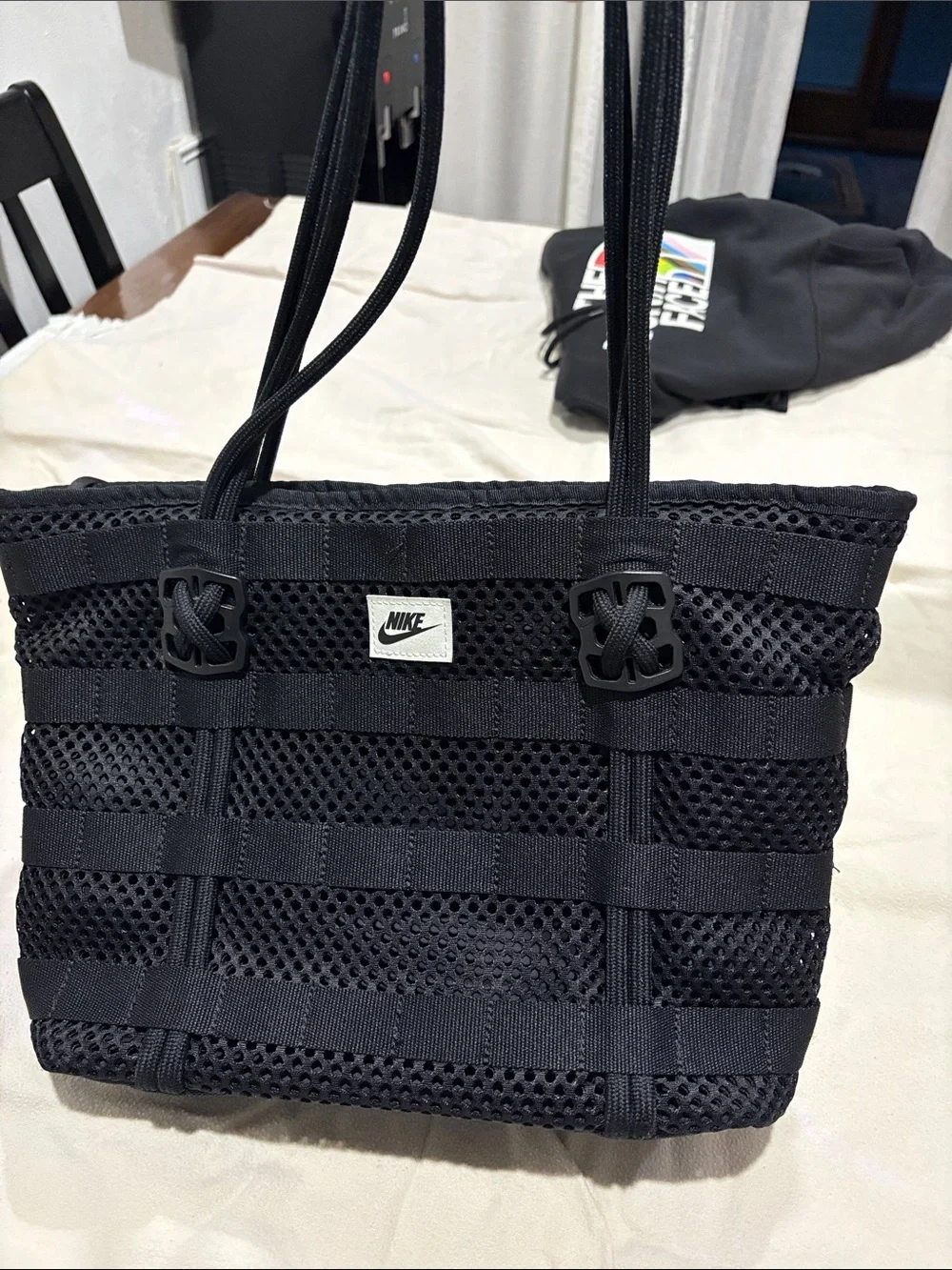 Nike Black Mesh Utility Tote with Rope Handles